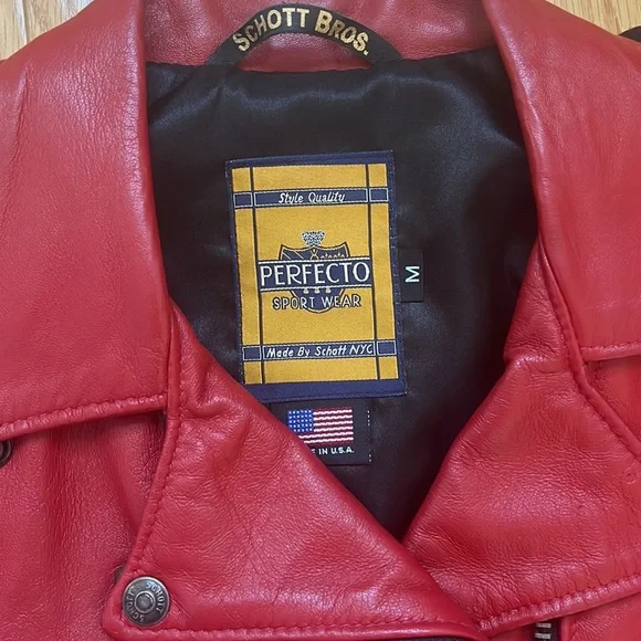 Women’s Red Lambskin Schott Perfecto